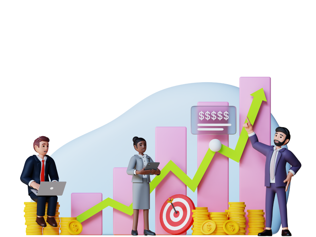 Business people with company growth